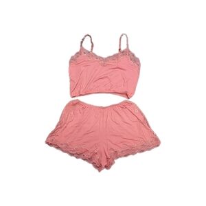 Victoria’s Secret Size S Cotton Lace Cami & Shorts Lingerie Pajama Adjustable